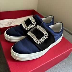 Roger vivier black blue satin sneakers